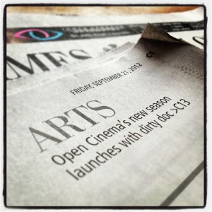 Photo of the Times Colonist Arts section "Open Cinema's new season launches with dirty doc"
